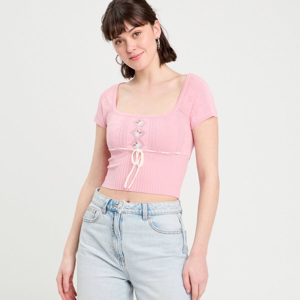 Cache Cache Pink Crop Sweater